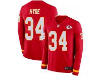 #34 Limited Carlos Hyde Red Football Men's Jersey Kansas City Chiefs Therma Long Sleeve