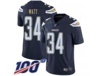 #34 Limited Derek Watt Navy Blue Football Home Youth Jersey Los Angeles Chargers Vapor Untouchable 100th Season