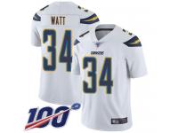 #34 Limited Derek Watt White Football Road Youth Jersey Los Angeles Chargers Vapor Untouchable 100th Season