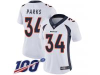 #34 Limited Will Parks White Football Road Women's Jersey Denver Broncos Vapor Untouchable 100th Season