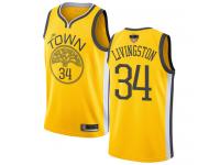 #34  Shaun Livingston Yellow Basketball Youth Jersey Golden State Warriors Earned Edition 2019 Basketball Finals Bound