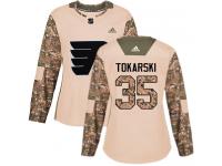 #35 Authentic Dustin Tokarski Camo Adidas NHL Women's Jersey Philadelphia Flyers Veterans Day Practice