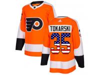 #35 Authentic Dustin Tokarski Orange Adidas NHL Men's Jersey Philadelphia Flyers USA Flag Fashion