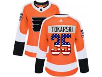 #35 Authentic Dustin Tokarski Orange Adidas NHL Women's Jersey Philadelphia Flyers USA Flag Fashion