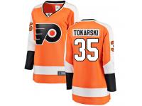 #35 Breakaway Dustin Tokarski Orange NHL Home Women's Jersey Philadelphia Flyers