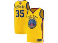 #35  Kevin Durant Gold Basketball Men's Jersey Golden State Warriors City Edition 2019 Basketball Finals Bound