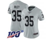 #35 Limited Curtis Riley Silver Football Men's Jersey Oakland Raiders Inverted Legend 100th Season