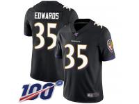 #35 Limited Gus Edwards Black Football Alternate Men's Jersey Baltimore Ravens Vapor Untouchable 100th Season