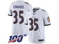 #35 Limited Gus Edwards White Football Road Men's Jersey Baltimore Ravens Vapor Untouchable 100th Season
