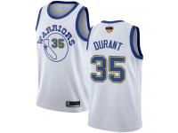 #35 Swingman Kevin Durant White Basketball Men's Jersey Golden State Warriors Hardwood Classics 2019 Basketball Finals Bound