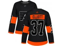 #37 Authentic Brian Elliott Black Adidas NHL Alternate Women's Jersey Philadelphia Flyers