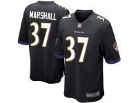 #37 Baltimore Ravens Iman Marshall Game Men's Alternate Black Jersey Football