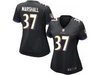 #37 Baltimore Ravens Iman Marshall Game Women's Alternate Black Jersey Football