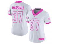 #37 Baltimore Ravens Iman Marshall Limited Women's White Pink Jersey Football Rush Fashion