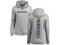 #37 Baltimore Ravens Iman Marshall Women's Backer Ash Football Pullover Hoodie