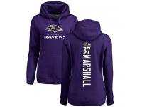 #37 Baltimore Ravens Iman Marshall Women's Backer Purple Football Pullover Hoodie