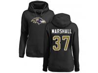 #37 Baltimore Ravens Iman Marshall Women's Name & Number Logo Black Football Pullover Hoodie