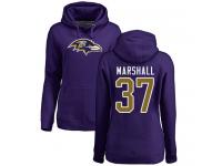 #37 Baltimore Ravens Iman Marshall Women's Name & Number Logo Purple Football Pullover Hoodie