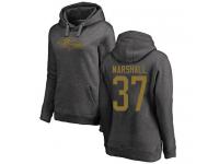 #37 Baltimore Ravens Iman Marshall Women's One Color Ash Football Pullover Hoodie