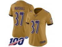 #37 Limited Iman Marshall Gold Football Women's Jersey Baltimore Ravens Inverted Legend 100th Season