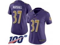 #37 Limited Iman Marshall Purple Football Women's Jersey Baltimore Ravens Rush Vapor Untouchable 100th Season