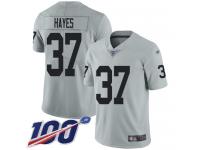 #37 Limited Lester Hayes Silver Football Men's Jersey Oakland Raiders Inverted Legend 100th Season
