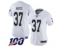 #37 Limited Lester Hayes White Football Road Women's Jersey Oakland Raiders Vapor Untouchable 100th Season