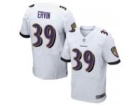 #39 Elite Tyler Ervin White Football Road Men's Jersey Baltimore Ravens