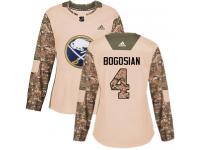 #4 Adidas Authentic Zach Bogosian Women's Camo NHL Jersey - Buffalo Sabres Veterans Day Practice