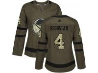 #4 Adidas Authentic Zach Bogosian Women's Green NHL Jersey - Buffalo Sabres Salute to Service