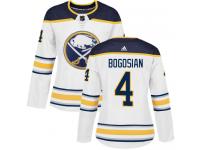 #4 Adidas Authentic Zach Bogosian Women's White NHL Jersey - Away Buffalo Sabres