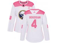 #4 Adidas Authentic Zach Bogosian Women's White Pink NHL Jersey - Buffalo Sabres Fashion