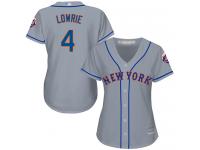 #4 Authentic Jed Lowrie Women's Grey Baseball Jersey - Road New York Mets Cool Base