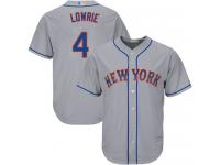 #4 Authentic Jed Lowrie Youth Grey Baseball Jersey - Road New York Mets Cool Base