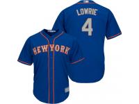 #4 Authentic Jed Lowrie Youth Royal Blue Baseball Jersey - Alternate Road New York Mets Cool Base