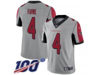 #4 Limited Brett Favre Silver Football Men's Jersey Atlanta Falcons Inverted Legend Vapor Rush 100th Season