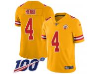 #4 Limited Chad Henne Gold Football Men's Jersey Kansas City Chiefs Inverted Legend 100th Season