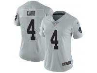 #4 Limited Derek Carr Silver Football Women's Jersey Oakland Raiders Inverted Legend