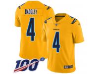 #4 Limited Michael Badgley Gold Football Youth Jersey Los Angeles Chargers Inverted Legend 100th Season