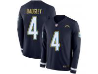 #4 Limited Michael Badgley Navy Blue Football Youth Jersey Los Angeles Chargers Therma Long Sleeve