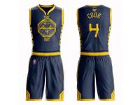 #4  Quinn Cook Navy Blue Basketball Men's Golden State Warriors Suit City Edition 2019 Basketball Finals Bound