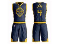 #4  Quinn Cook Navy Blue Basketball Youth Golden State Warriors Suit City Edition 2019 Basketball Finals Bound