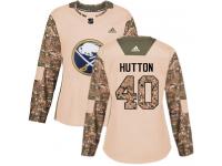 #40 Adidas Authentic Carter Hutton Women's Camo NHL Jersey - Buffalo Sabres Veterans Day Practice