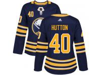 #40 Adidas Authentic Carter Hutton Women's Navy Blue NHL Jersey - Home Buffalo Sabres