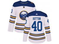 #40 Adidas Authentic Carter Hutton Women's White NHL Jersey - Buffalo Sabres 2018 Winter Classic