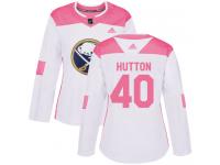 #40 Adidas Authentic Carter Hutton Women's White Pink NHL Jersey - Buffalo Sabres Fashion