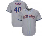 #40 Authentic Wilson Ramos Youth Grey Baseball Jersey - Road New York Mets Cool Base