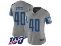 #40 Limited Jarrad Davis Gray Football Women's Jersey Detroit Lions Inverted Legend 100th Season