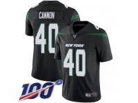 #40 Limited Trenton Cannon Black Football Alternate Men's Jersey New York Jets Vapor Untouchable 100th Season