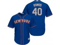 #40  Wilson Ramos Men's Royal Blue Baseball Jersey - Alternate Road New York Mets Cool Base